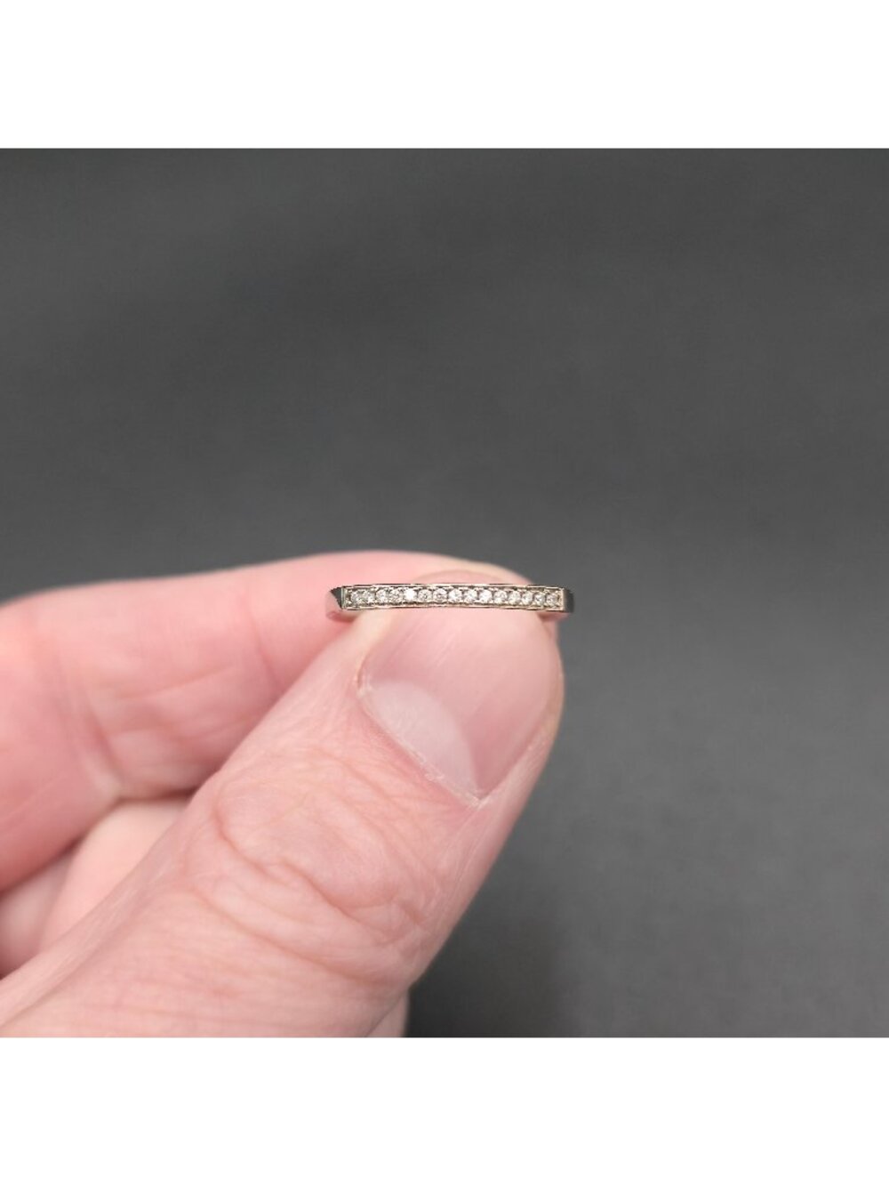 Size 7 Sterling Silver Cubic Zirconia Channel Set Wedding Stacking Band Ring A90